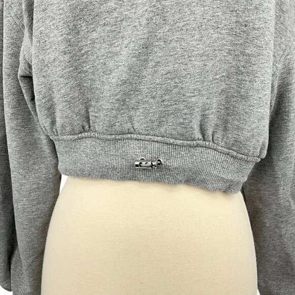 For Love and Lemons Josie Gray Hoody Crop Hoodie Sweatshirt Size M Pullover - Picture 2 of 11